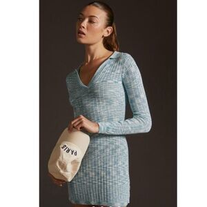 L*Space Anthropologie Lightweight Beachy Aria Knit Mini Dress In Poolside Blue